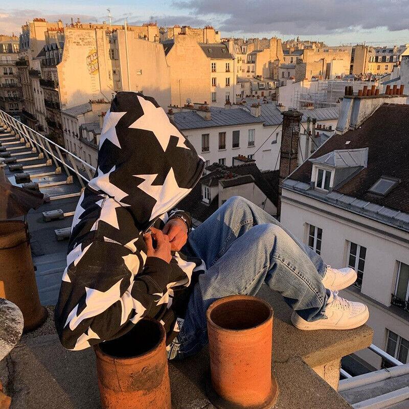 Hip Hop Hoodie Zipper Long Sleeve Hooded Jacket Coat Y2K