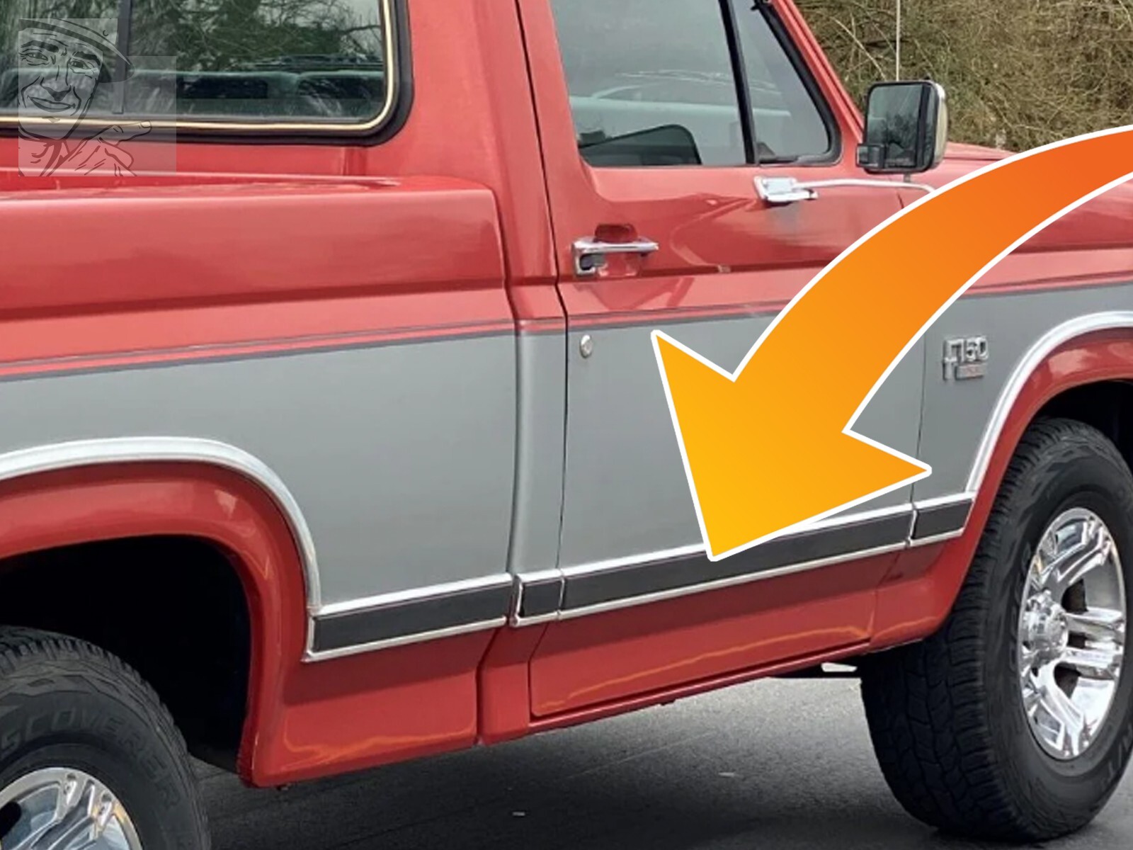 8086 Ford F150 F250 F350 OE Body Door Moulding Trim Lower Passenger