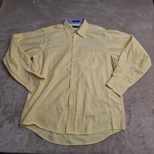 Chaps Dress Shirt Men's Large Oxford Yellow 16.5 Button Up Point Collar