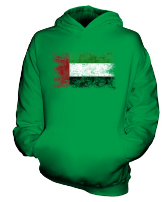 UNITED ARAB EMIRATES DISTRESSED FLAG KIDS HOODIE TOP AL-IMARAT AL-ARABIYYAH