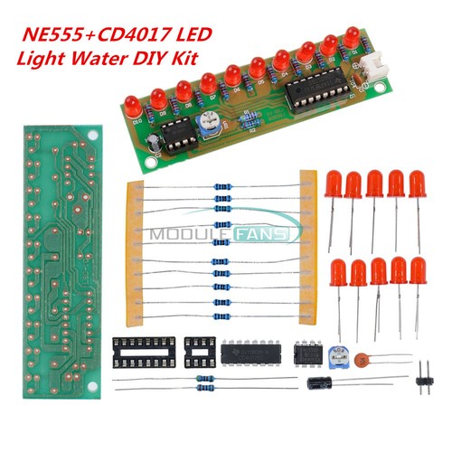 Akozon 2 Pezzi Modulo LED NE555+CD4017 - Luce Acqua Corrente Effetto Chaser Per Progetti Elettronici