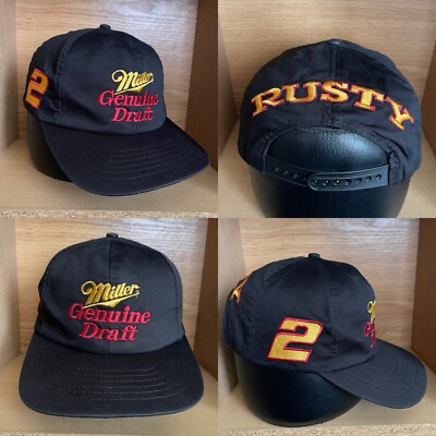 Vintage Rusty Wallace Miller Genuine Draft Racing Team Snapback Hat Cap 90s MGD