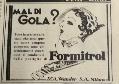  ORIGINAL 1940s ADVERTISEMENT - FORMITROL FOR SORE THROAT