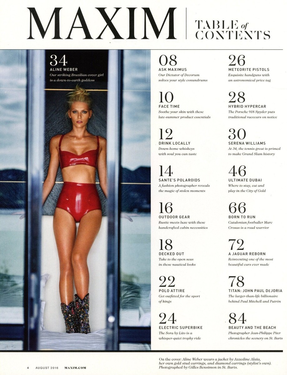 MAXIM Magazine - August 2016 with Aline Weber on the cover