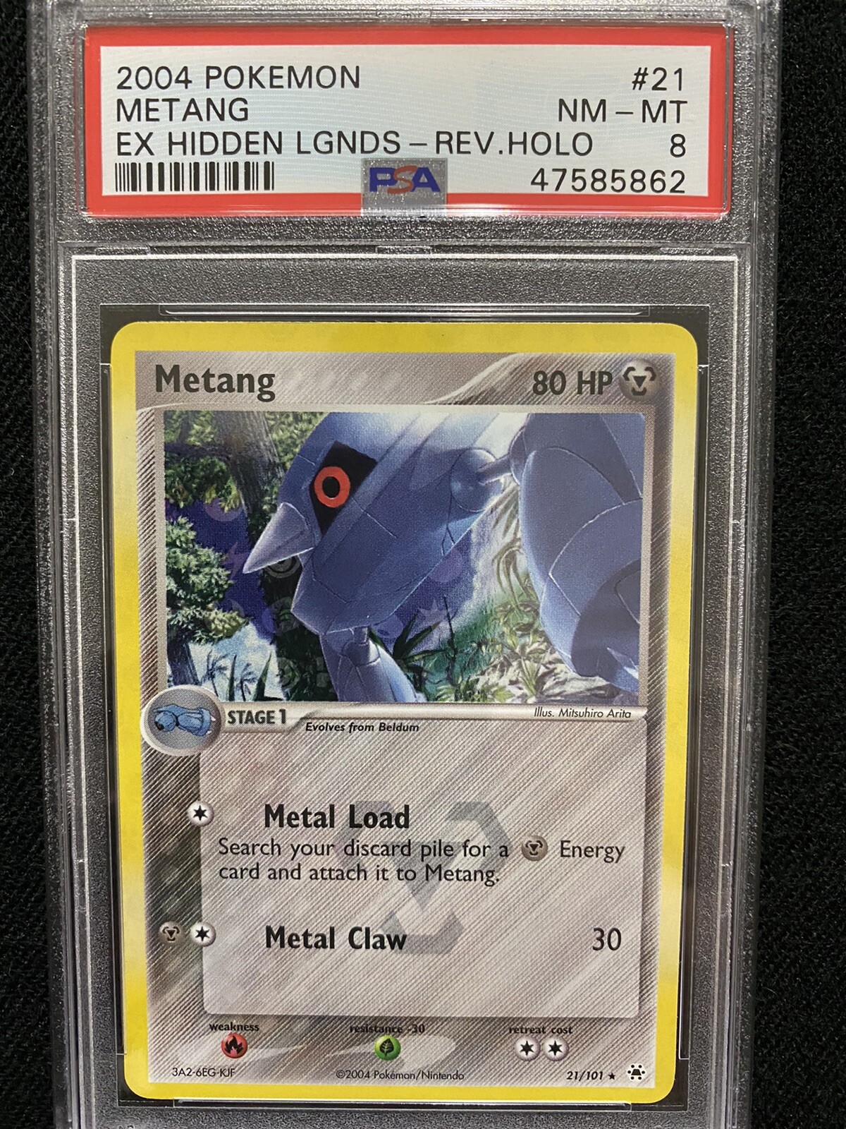 2004 Pokemon EX Hidden Legends Metang Reverse Holo 21/101 PSA 8 NM-MT