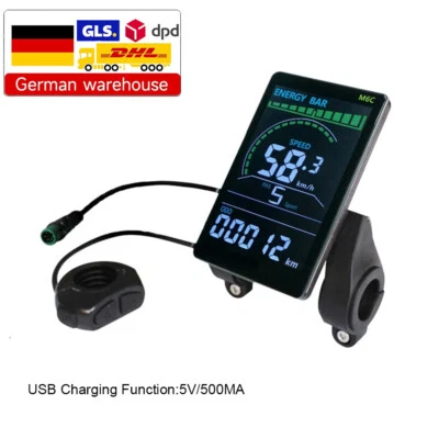 MARKENLOS E-Bike 36V 48V 52V 60V M6C Colorful LCD Display Power Speed Meter Control Panel