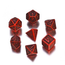 Dwarven Dice Set - 7 Pieces - Red And Black