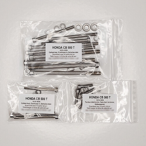 Visserie inox carter Honda CB500T l'excellence pour moto de collection