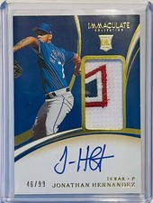 JONATHAN HERNANDEZ AUTOGRAPH ROOKIE 2020 PANINI JERSEY PATCH /99 TEXAS RANGERS