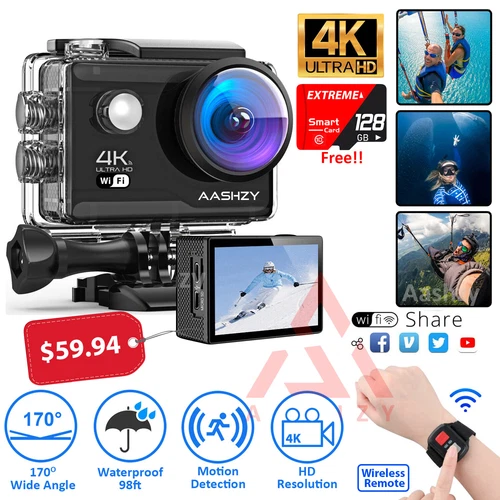 4K Action Camera Sport Video Underwater Wifi Remote For Go Pro Camera Waterproof