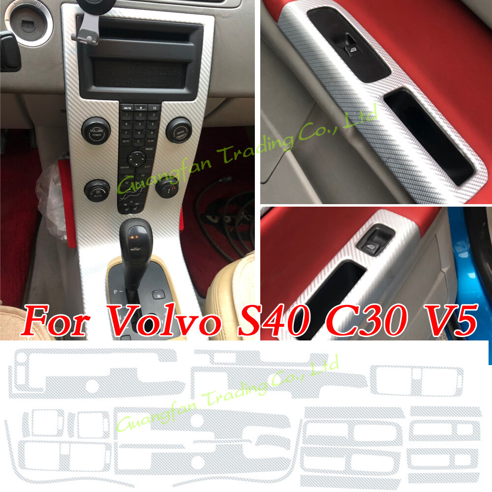 For Volvo S40 C30 V50 3D Carbon Fiber silver Pattern Interior DIY