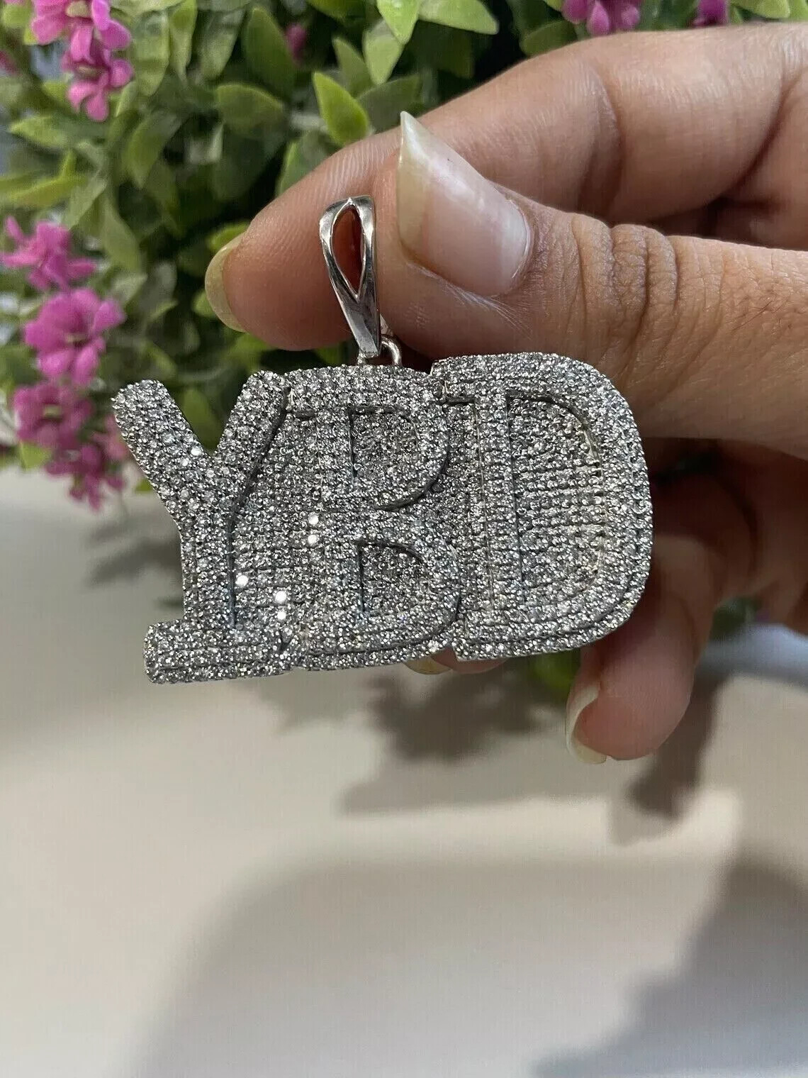 Mens 4 CT Lab Created Diamond Round Cut Name Pendant Charms 925 Sterling Silver