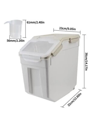 2 Pk 15kg Flour Rice Dog Food Storage Containers With 2 Measuring Cups