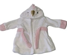 Cloud Island Okeo-Tex Baby White Pink Unicorn Hooded Bath Robe 6-9 Months