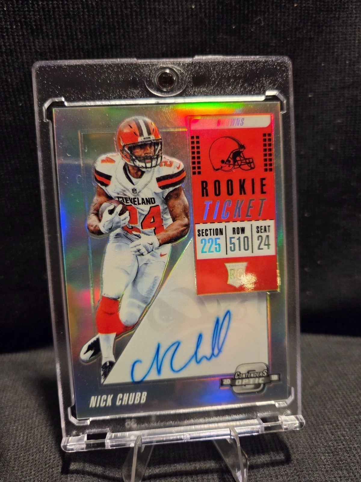 2018 Contenders Optic Nick Chubb Silver Rookie Prizm Auto Autograph #113