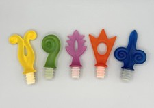 5 Vtg 1980 s Postmodern Acrylic Wine Bottle S...