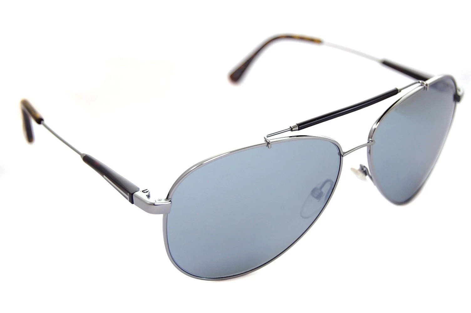 Occhiali da sole uomo TOM FORD RICK TF378 14Q 62mm grandi PILOT ARGENTO SPECCHIO NERO GRIGIO