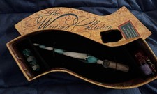 HAND BLOWN GLASS DIP PEN SET TEAL GREEN IN BOX