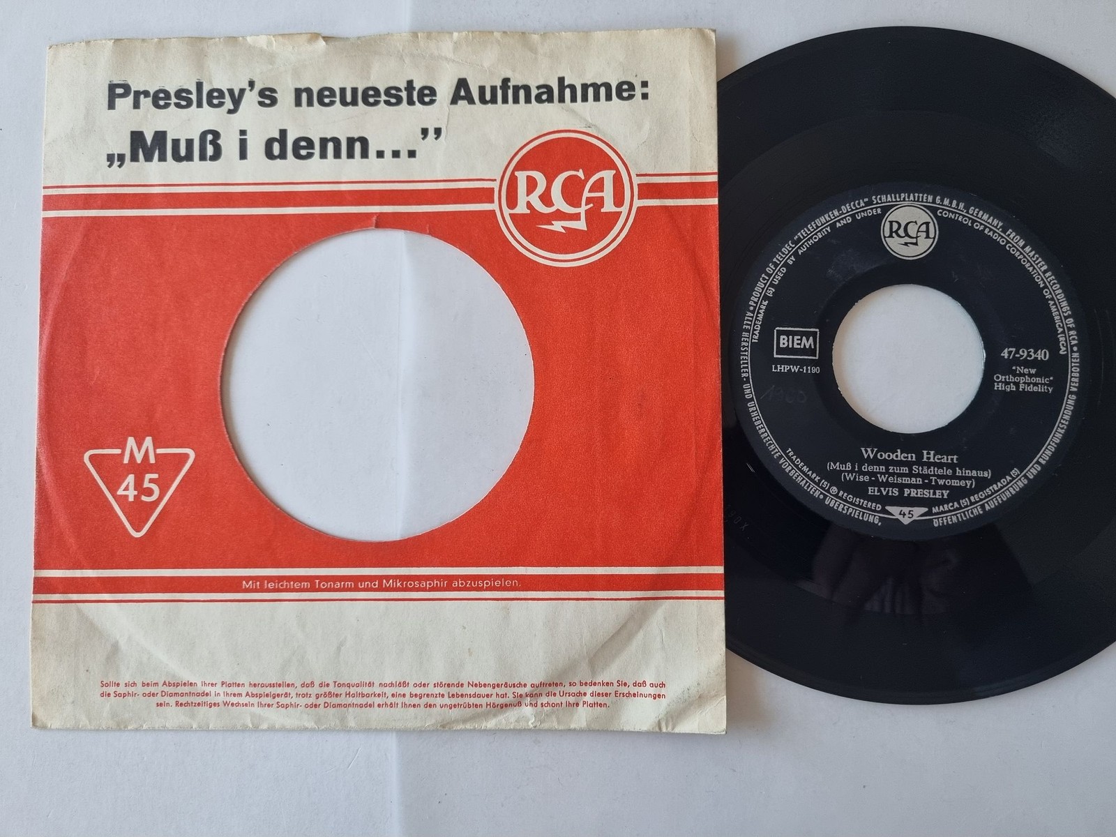 Elvis Presley - Wooden Heart 7'' Vinyl Germany/ FLC MIT AUFDRUCK