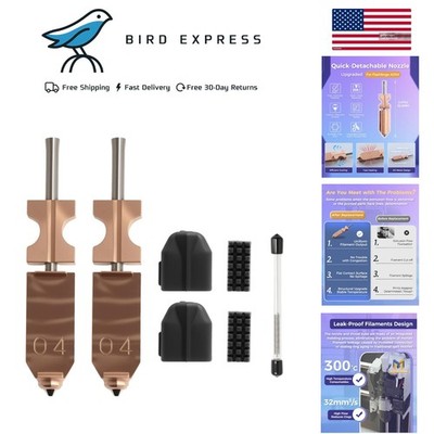 2Pack 0.4mm Quick-Detach Hardened Nozzle for Flashforge AD5X 3D Printer