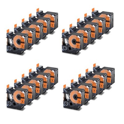 20PK Black on Orange 18436 VinylL Label Tape 3/4''x18' for Dymo Rhino 4200