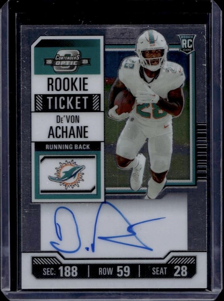2023 Panini Contenders Optic De'Von Achane - Rookie Ticket Auto