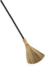 Vietnamese Straw Soft Broom Sweeping Broom W/ Black Wooden Handle Cleaning