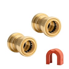 QuickFitting 1 Inch Straight Coupling, Push to Connect Brass Plumbing Fitting...