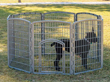 USA 34" 8-Panel Pet Dog Playpen with Door, For up to 50 lb Dogs, Silver, OpenBox