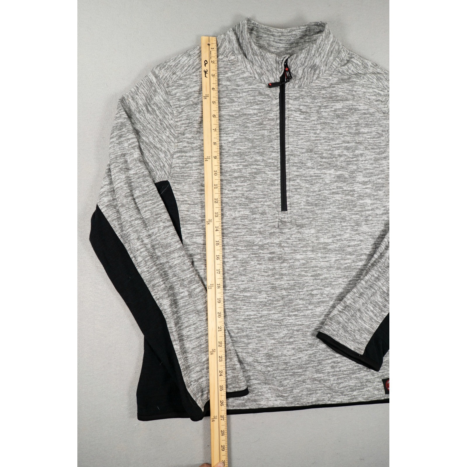 Canada Weathergear Mens Quarter Zip Pullover Space Dye Grey Black Large Sporty image 5