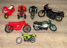 7 Vintage Three Wheeler Four Wheeler  ATV Motorcycles Toys Kawasaki Torco Suzuki