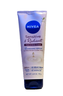Nivea Sensitive & Radiant Face & Body Cream, 6.8oz with nourishing SERUM