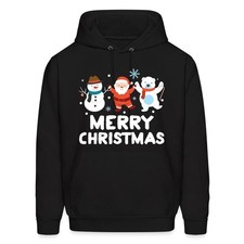 Merry Christmas Cute Snowman And Santa Claus Men's Hoodie