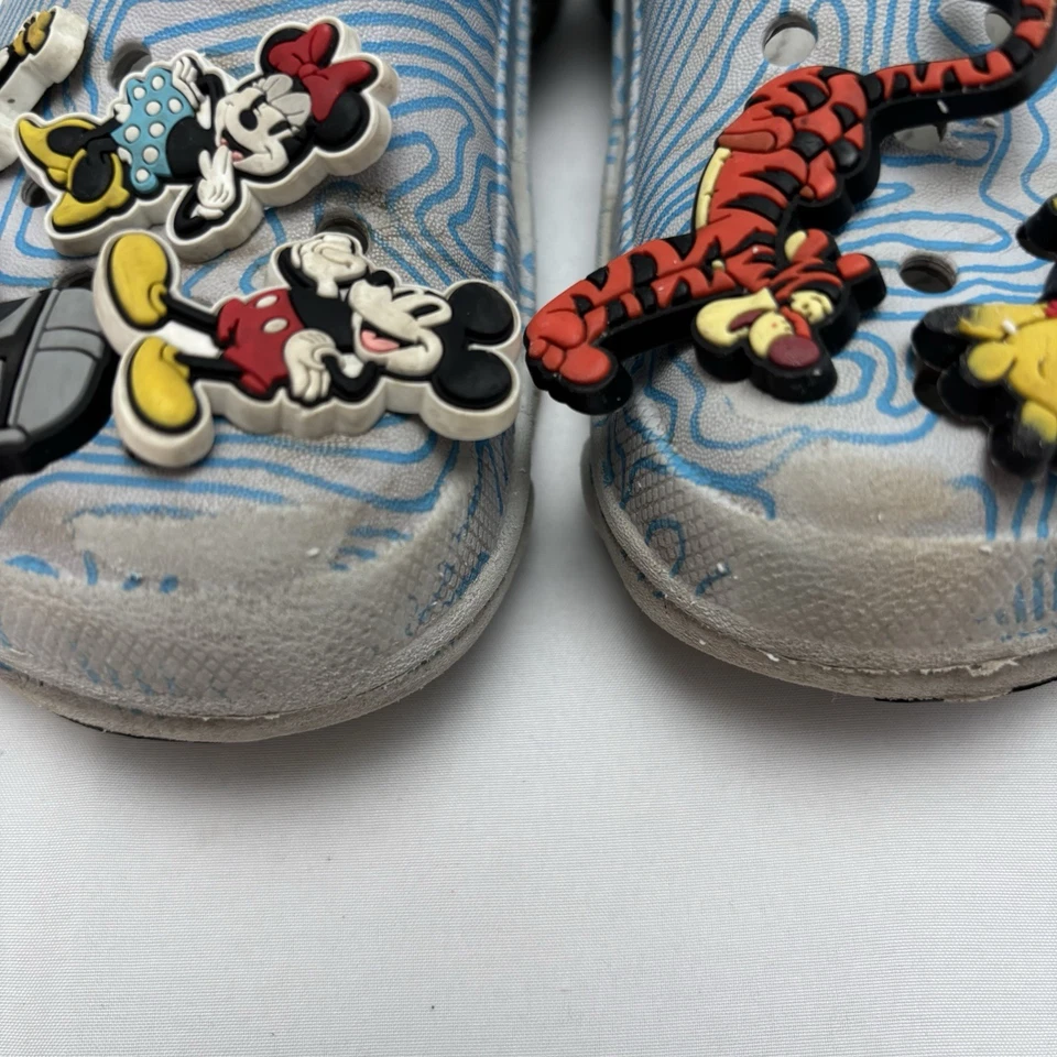 Meninos Crocs Azul Cinza Disney Acessórios Slip On Alça Ajustável Tamanho C10 - Imagem 2 de 4