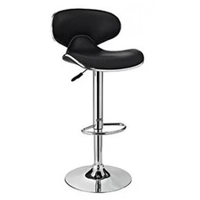 Pemberly Row 31.75" Swivel Adjustable Gaslift Metal/PU Barstool in Black/Chrome