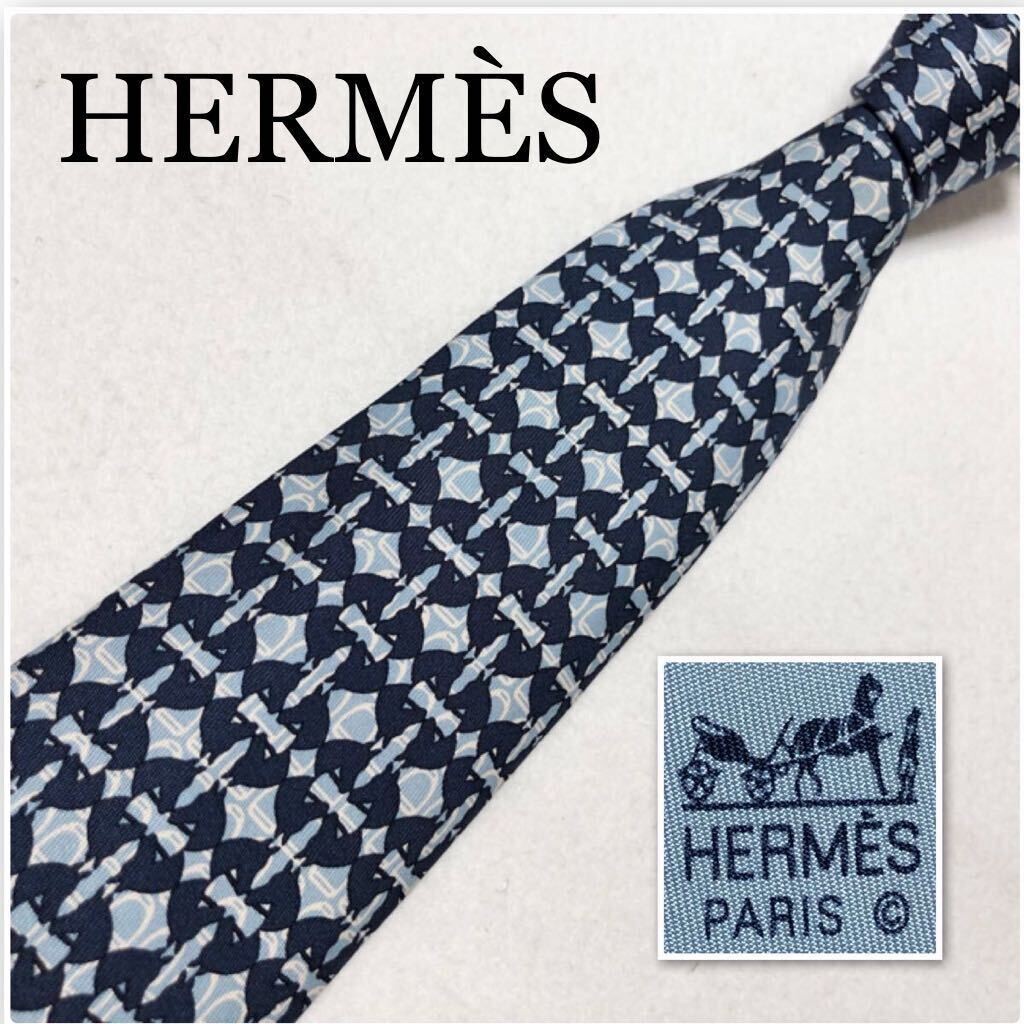 HERMES tie with checkered pattern square all over… - image 1