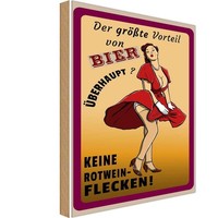 Holzschild 30X20 Cm Pinup Vorteil Bier Keine Rotweinflecken Pin Up Deko Geschenk