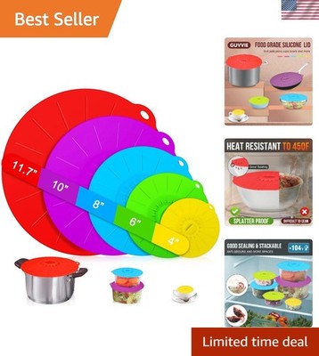 Silicone lids - 5 Pack Heat Resistant Microwave Splatter Cover, Reusable sili...