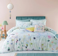 Abstract Watercolour Paintings Duvet Cover Quilt Bedding Set Double Duckegg Blue