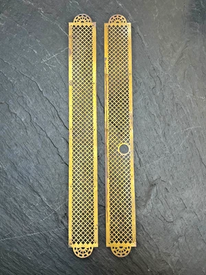 GRANDE PAIRE DE PLAQUES DE PROPRETÉ DE PORTE ANCIENNE LAITON XIXème 60cm/7cm(2) - Photo 1/4