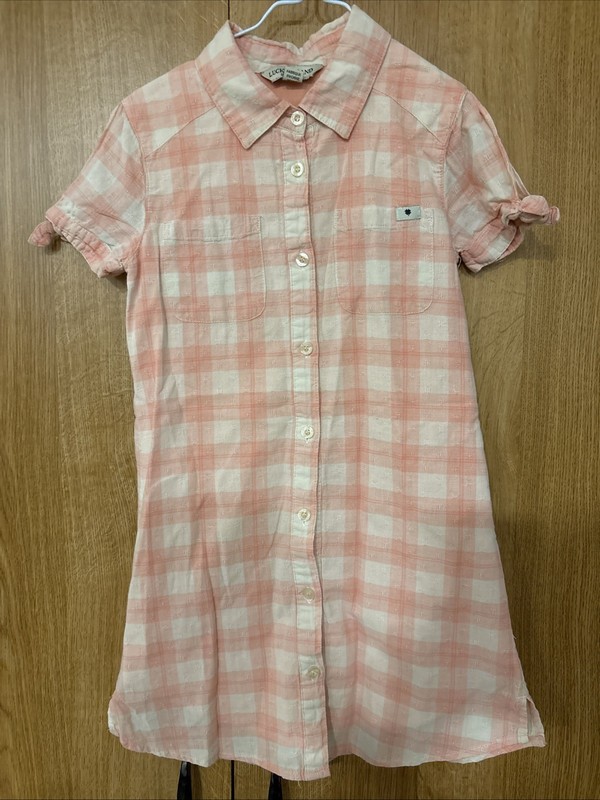 Lucky Brand Dress Girls Small Plaid Cotton Button Button Front