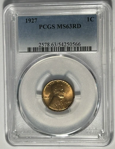 1927 LINCOLN CENT  PCGS MS 63 RD
