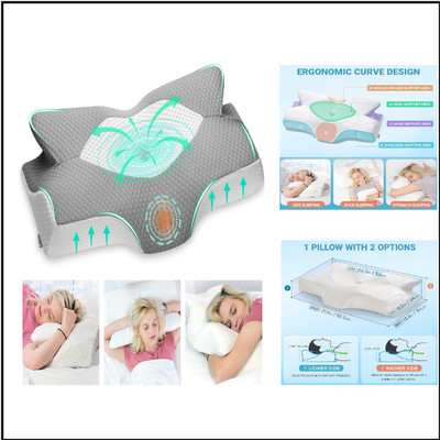 Elviros Orthopädisches Kopfkissen Memory Foam 54x11 9x33cm