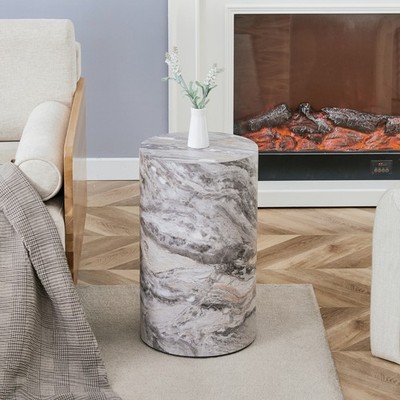 Industrial Gray Marble Textured Coffee Table, 12'' Dia x 19.7'' H