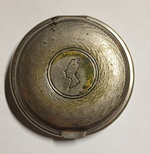 Armand Vintage Metal Compact Queen Profile Silver Tone PAT 7124 Made in USA