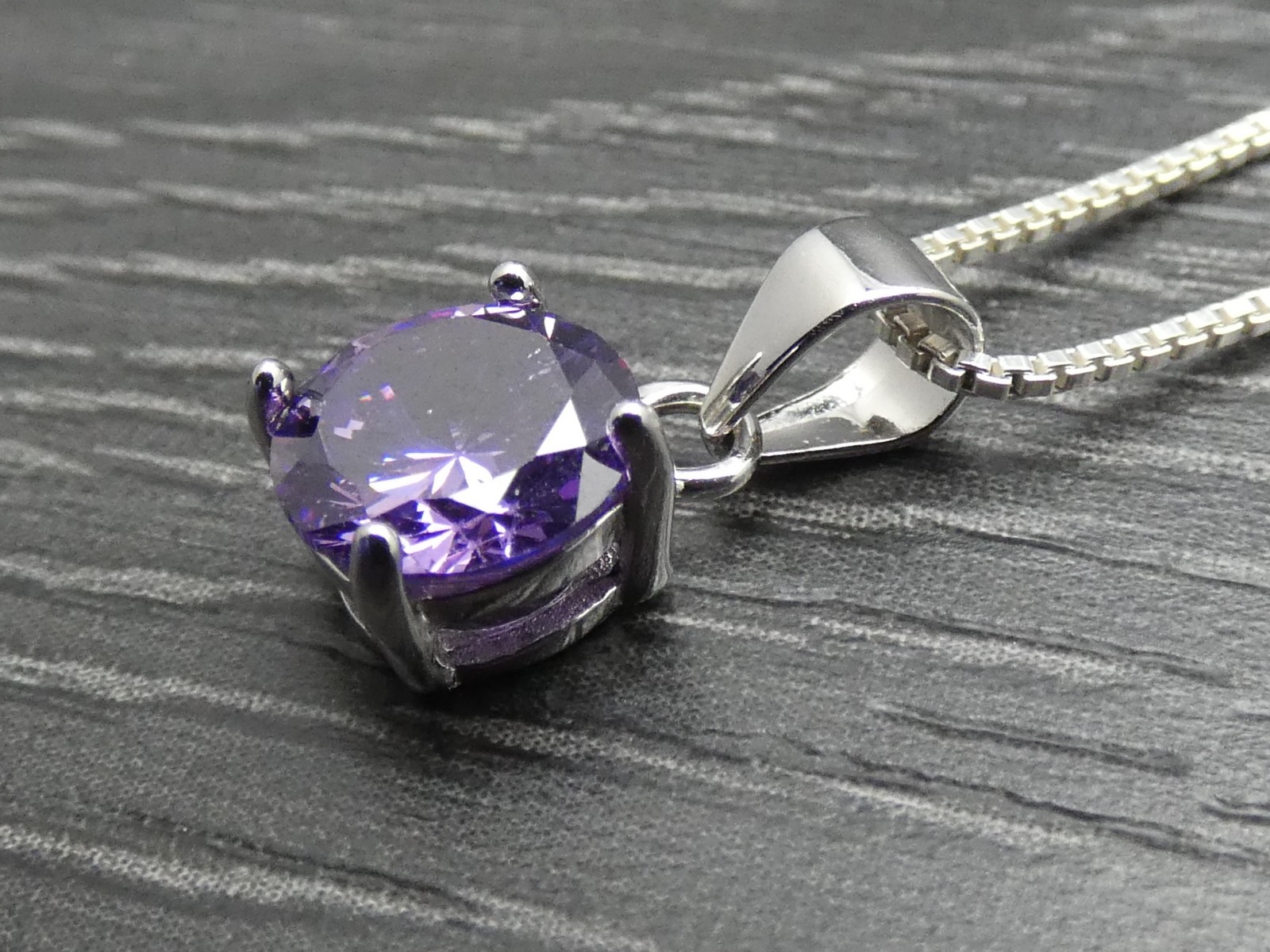 * Sterling Silver Simple Round Purple Teardrop Pe… - image 9
