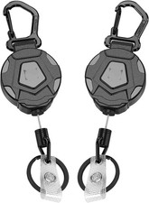 2 PCS Heavy Duty Retractable Carabiner Keychain / ID Badge Holder Gear 23'' Cord