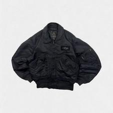 Vintage Alpha Industries CWU collared ma-1 flight bomber jacket black medium