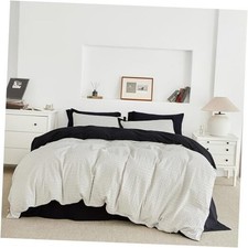 Black Pinstripe Duvet Cover 100 Cotton 3 Pieces Set 1 King Black White