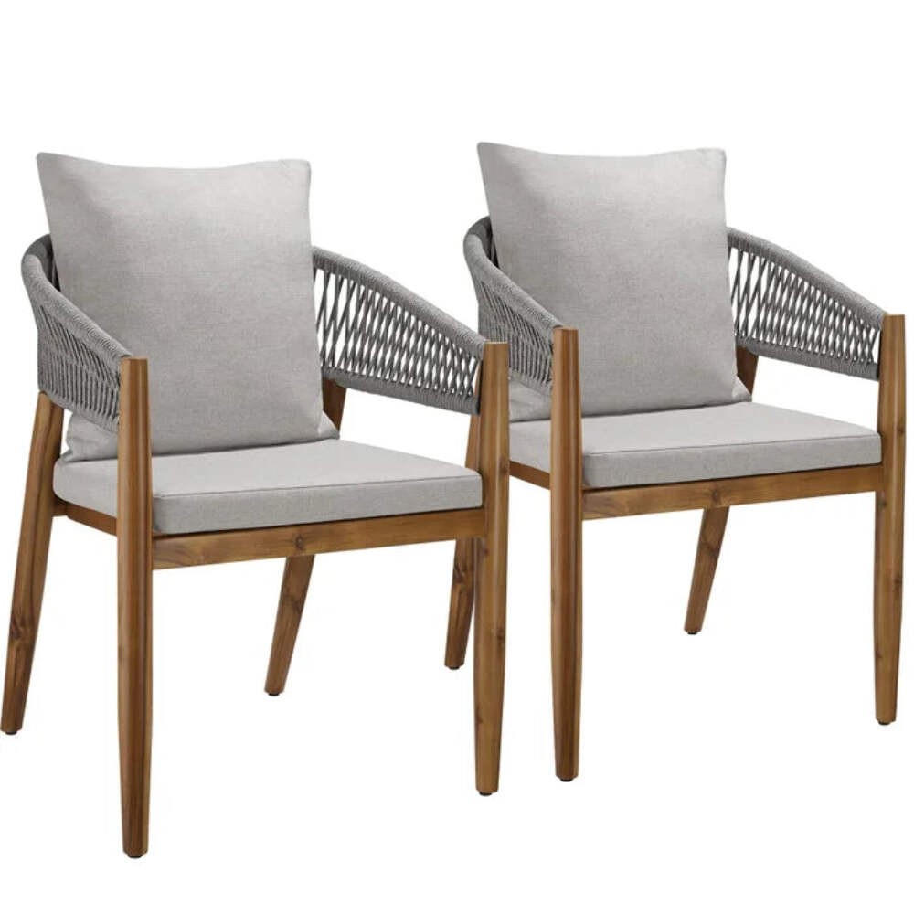 Chaises de jardin en bois d'acacia lot de 2 de style fauteuil pliable coloris teck naturel